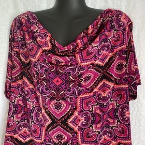 XL Jaclyn Smith Cowl Neck Short Sleeved Blouse